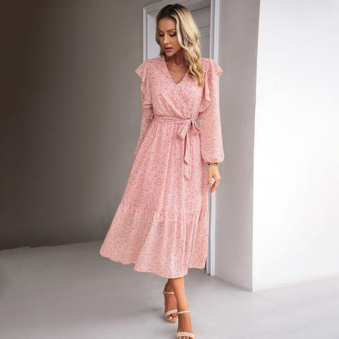 Floral Chiffon A-Line Maxi Dress