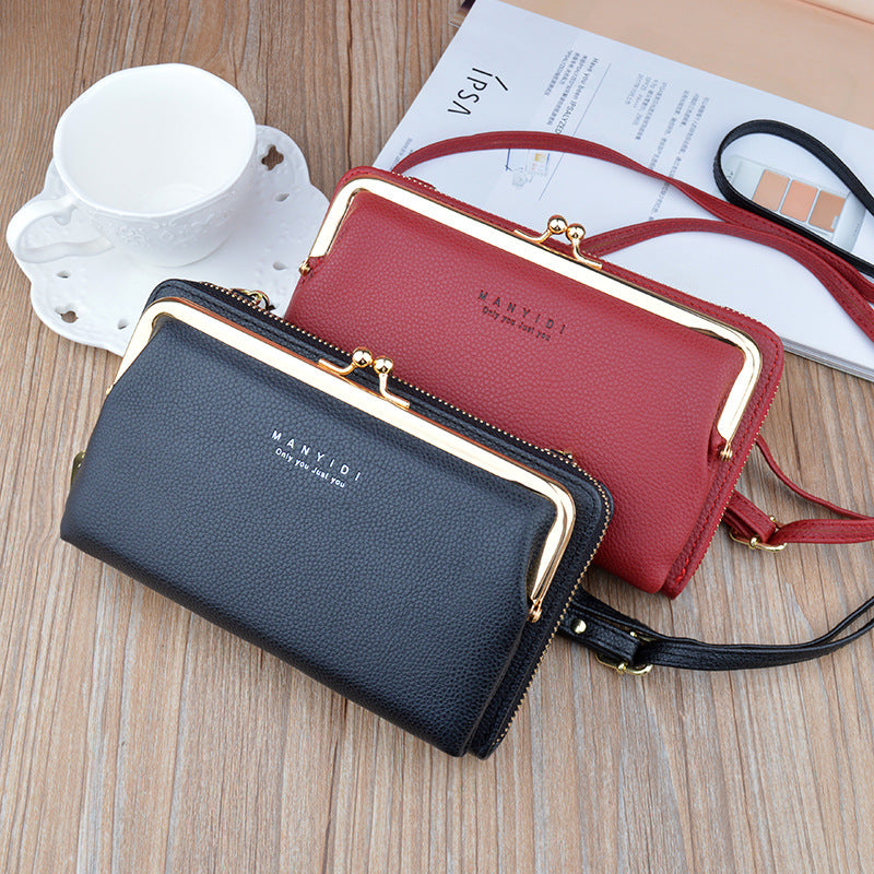 2-in-1 Mobile Phone Crossbody Bag | Luxury Lychee Pattern Wallet & Clutch