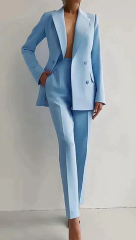 Single-breasted Jacket Top And Slim Fit Trousers Women's Business Suits